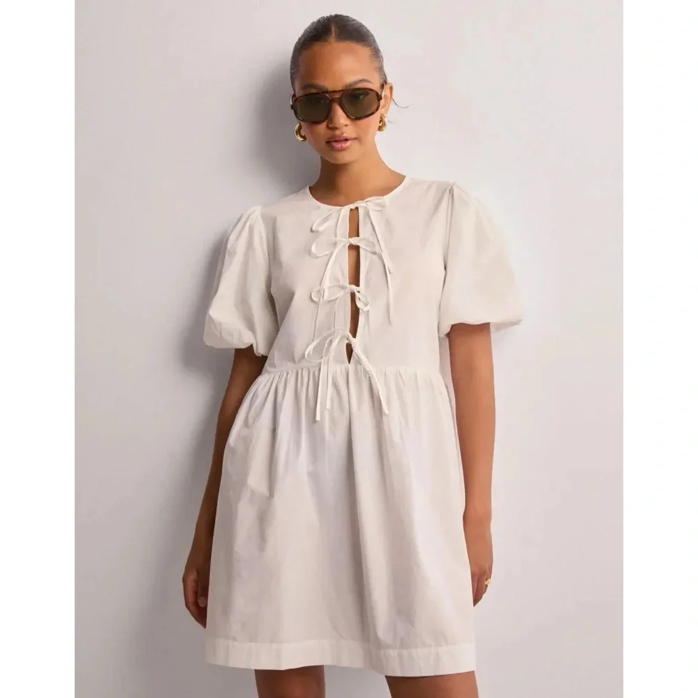 denim white dress White Stretchy Denim Sleeveless Mini Dress
